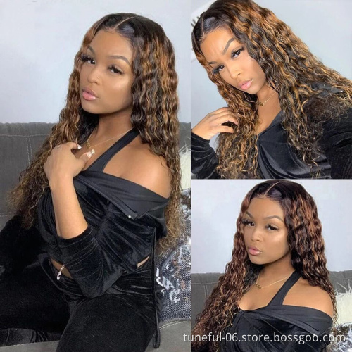 13x4 Pre Plucked Straight Brown and Blonde Highlight Human Hair Wig Blonde Highlighted Wigs Blonde Highlight Wig Lace Front